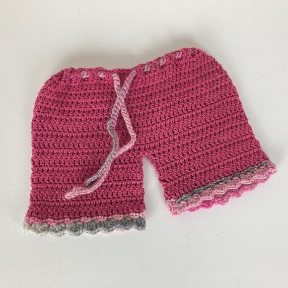 Pink Baby 2 Pc Set Crochet Sweater Top and Drawstring Pants Handmade New Soft - Picture 4 of 5